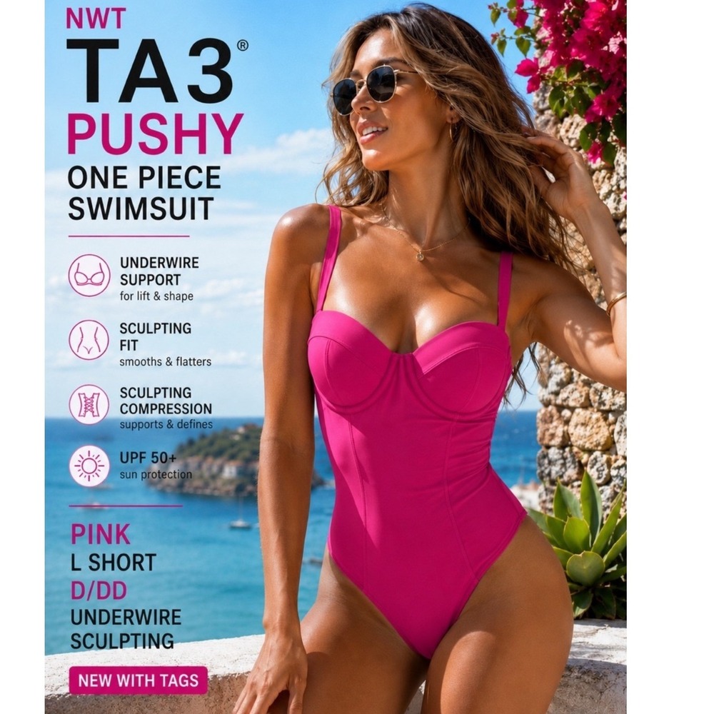 TA3 Pushy Pink Underwire Sculpting One Piece Swimsuit Size XL Reg/Long B/C